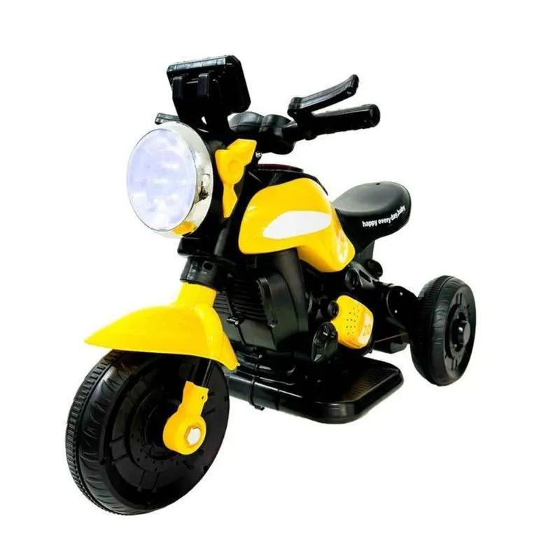 Mini Moto Elétrica Esportiva Com Som Luzes E Música Amarelo Unitoys 380w