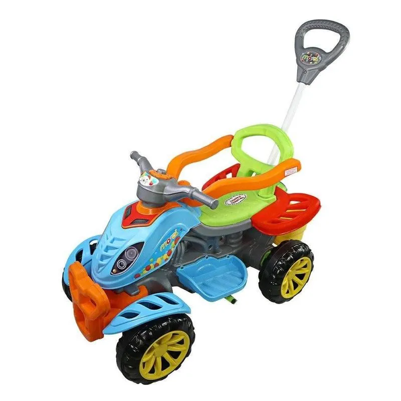 Carrinho De Passeio Infantil Quadriciclo Com Haste E Pedal Colorido Variado