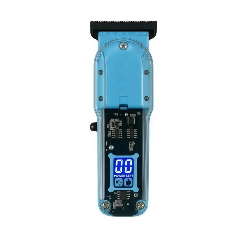 Maquina De Cortar Cabelo Azul Visor Digital Recarregável Usb