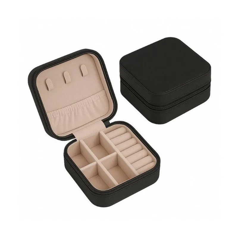 Porta Joias Mini Viagem Revestimento Couro Sintético Preto Único