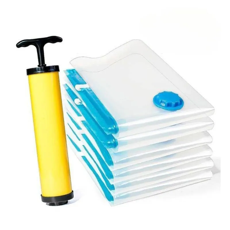 Saco A Vácuo Para Armazenamento De Roupas Kit Com 10 Sacos 50cm X 60cm Pa E Pe Fecho De Zíper Duplo