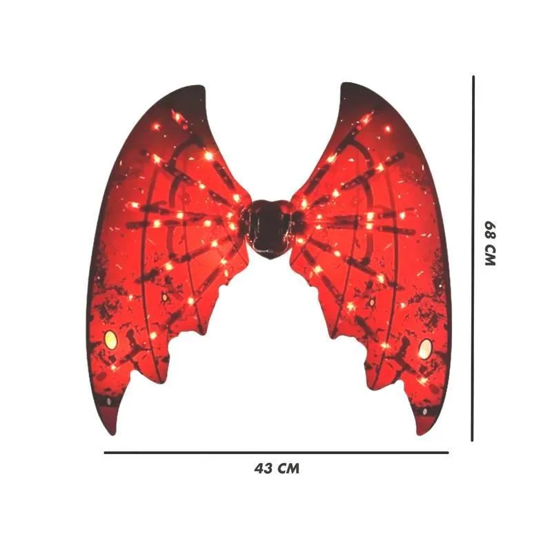 Asas Fantasia Para Festas Com Led E Música Dragão Vermelho