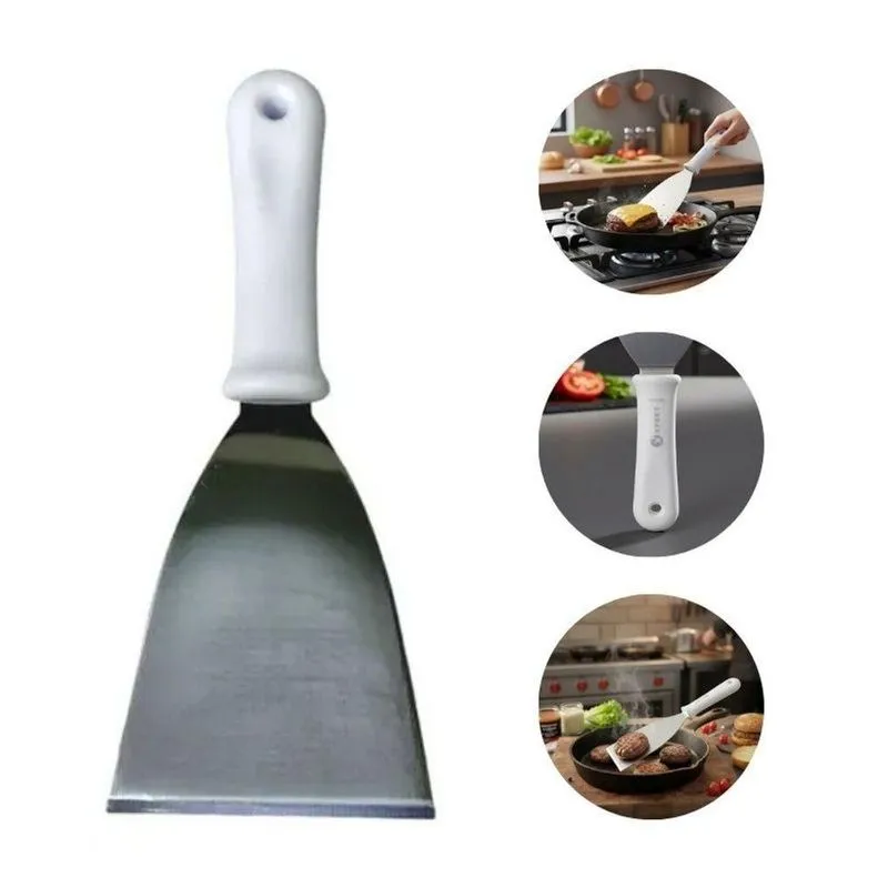 Espátula Reta 5'' Aço Inox Para Hamburguer Carnes E Grelhados Ergonômica Profissional Inox Yeet