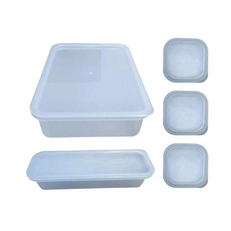Conjunto De Potes Com Tampa 5 Unidades 200ml 500ml 1200ml Plástico Livre De Bpa Transparente Top Rio