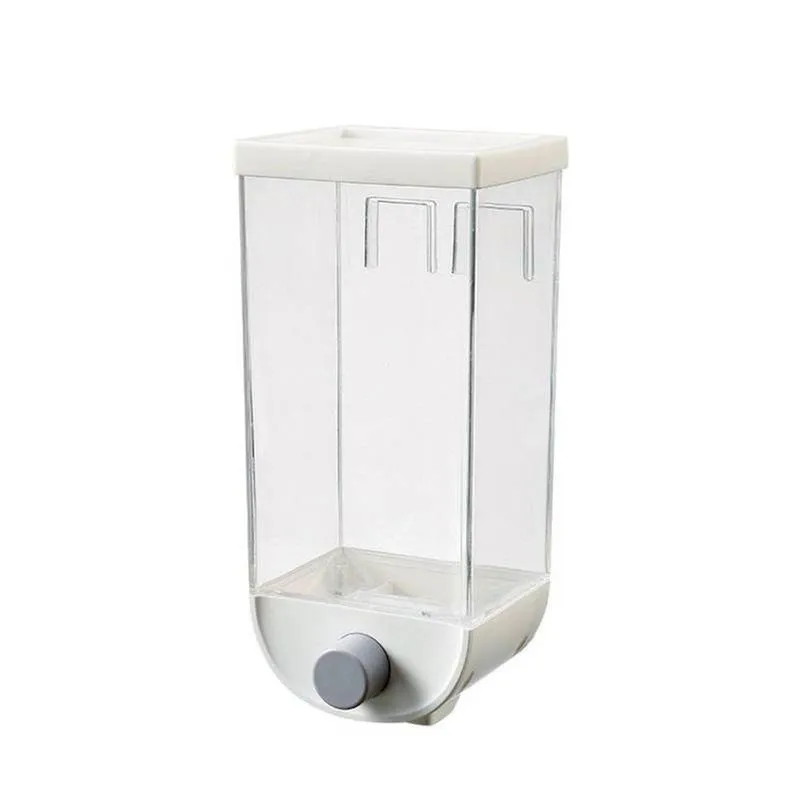 Dispenser De Grãos Multiuso Com Botão Dosador Frontal Plástico Instalação Suspensa Transparente