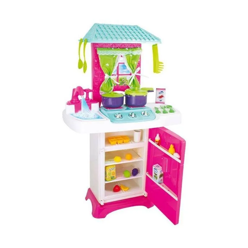 Cozinha Infantil Com Geladeira Fogão E Pia Com Torneira De Água Real Lua De Cristal