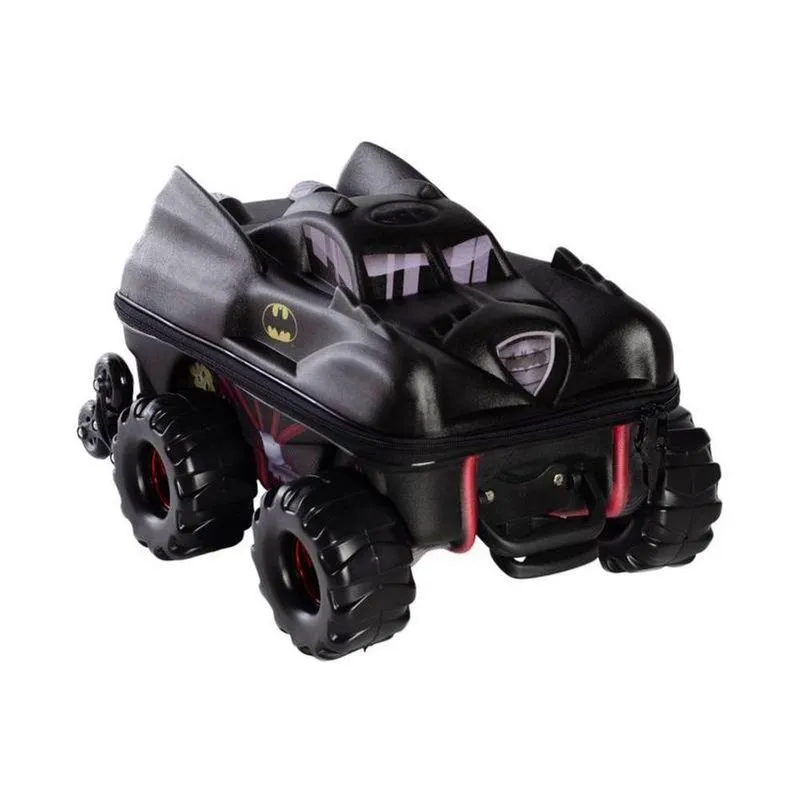Mala de Viagem Infantil 20L Poliéster com Rodinhas Zíper Batmóvel 3D Preto Max Toy