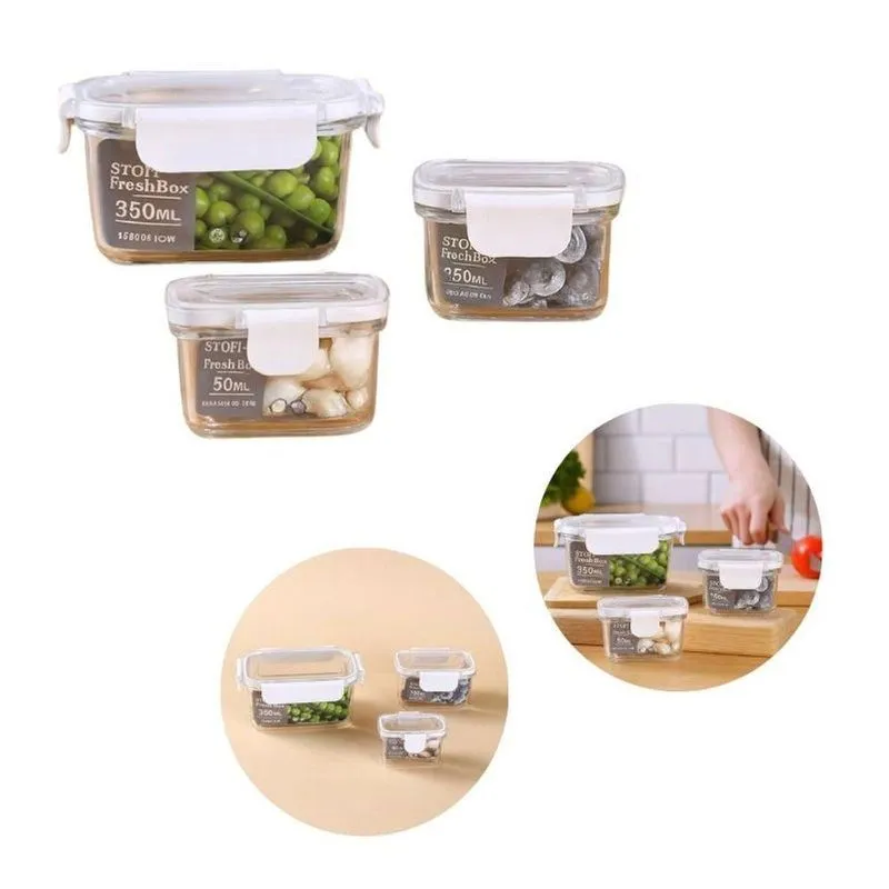Conjunto De Potes Herméticos Conjunto Com 03 Potes Hermético 50ml-150ml-350ml Plástico Vedação