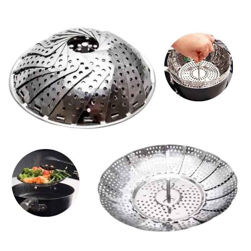 Kit 06 Cesta Inox 30cm Cozimento Vapor Escorredor Ajustável