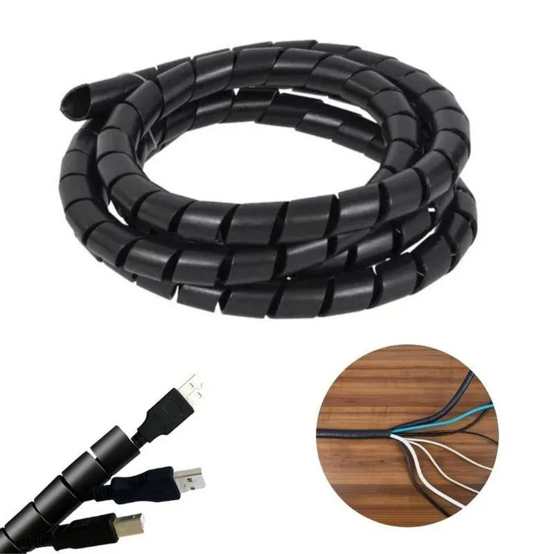 Kit 06 Organizador De Fios E Cabos 01 Metro Com Aplicador Preto Startools