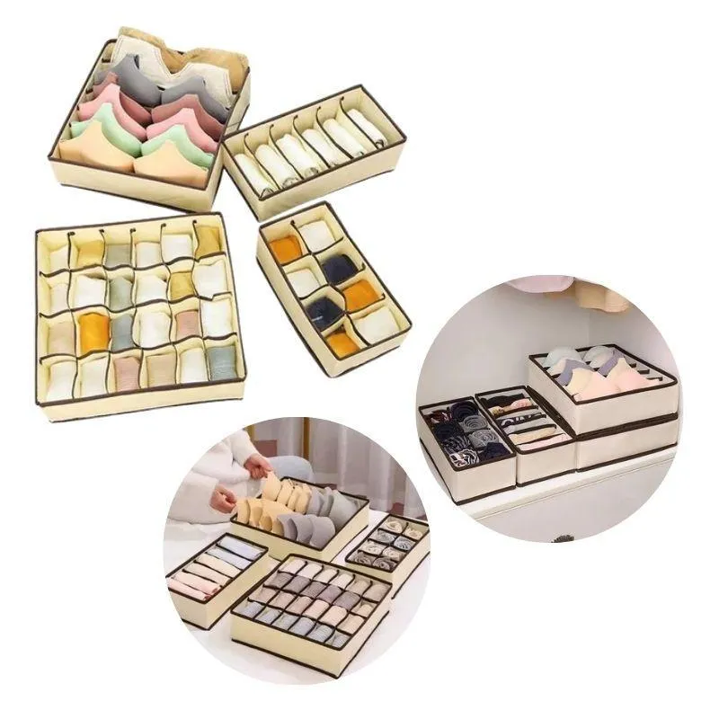 Kit Com 20 Organizador Para Gavetas Bege 32x16cm / 32x10cm