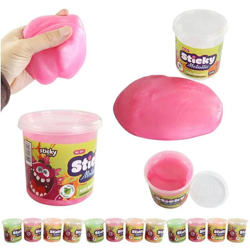 Kit 09 Potes De Slime Geleca 130g Neon + Glitter + Metálico