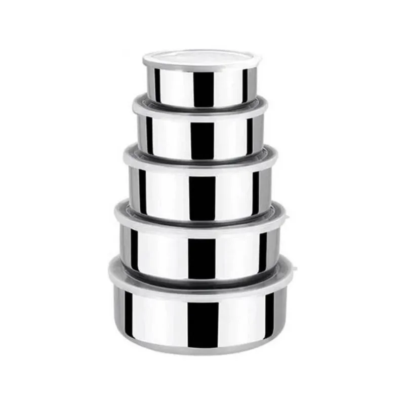 Kit com 60 Tigelas de Aço Inox Empilhável Potes Com Tampa