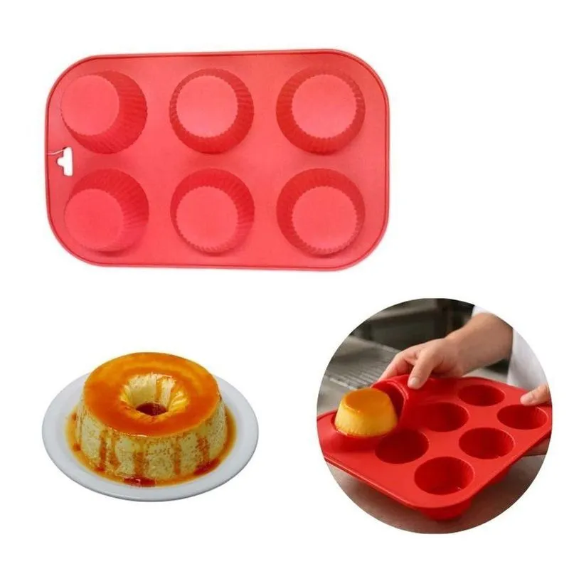 Kit 3 Formas Redondas De Silicone Para Pudim Flan E Sobremesas Antiaderente Forno Micro-ondas Thika