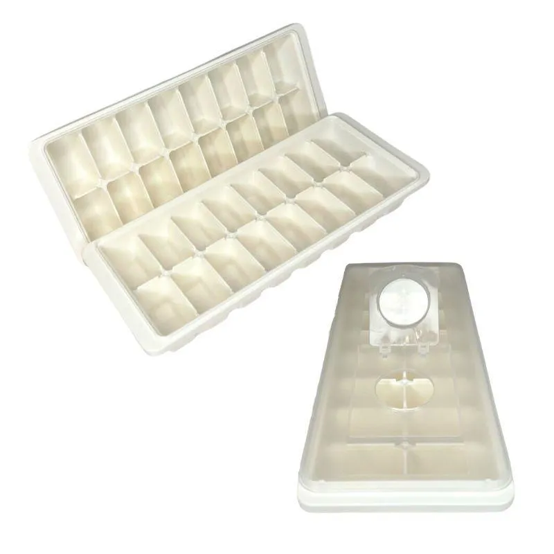 Kit Com 20 Formas De Gelo Branca Com Tampa 16 Cubos Em Cada