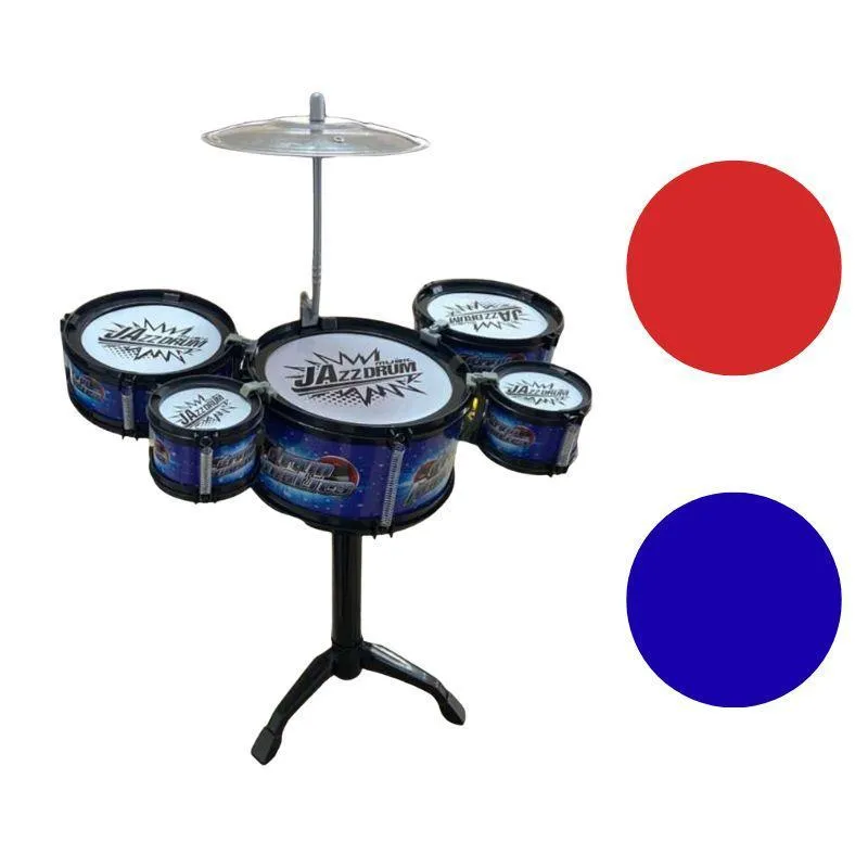 Mini Bateria Brinquedo Musical Com 5 Tambores E 2 Baquetas