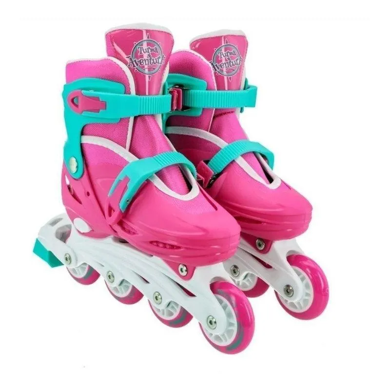 Patins Infantil Rosa 30 Ao 33 Com Equipamento De Proteção