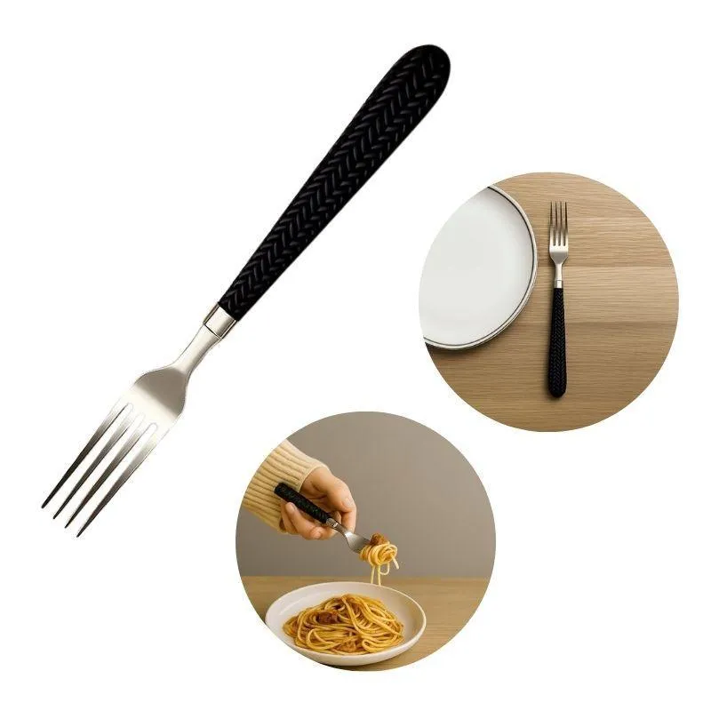 Jogo Com 6 Garfos De Mesa Aço Inox Premium Cabo Preto
