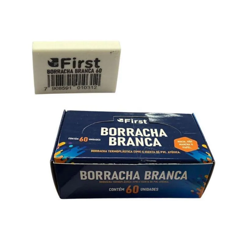Caixa Com 60 Borrachas Brancas Termoplástica Textura Macia