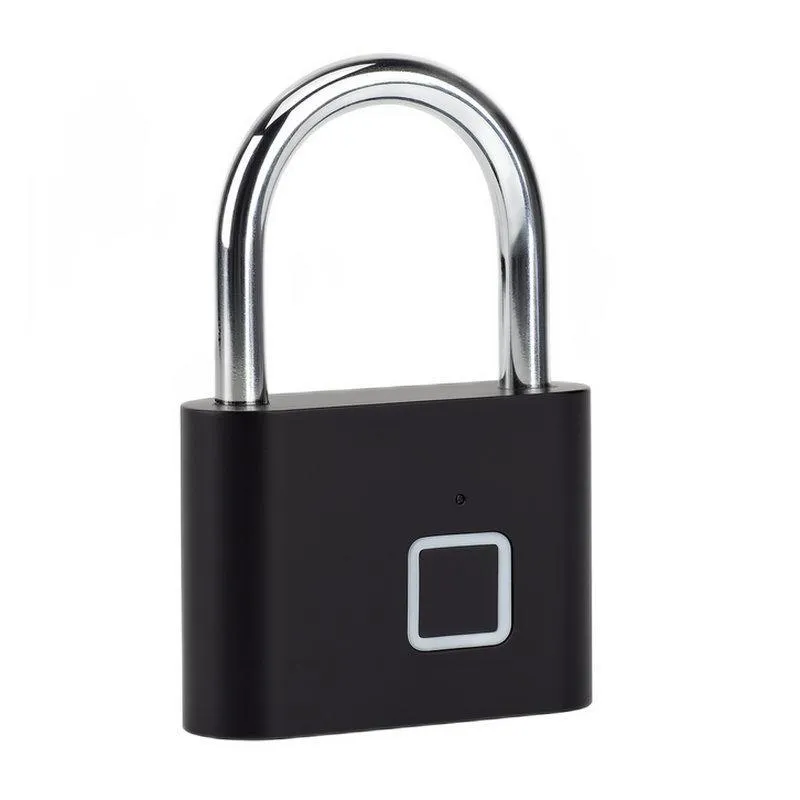 Cadeado Preto Biométrico Com Impressão Digital Recarregável