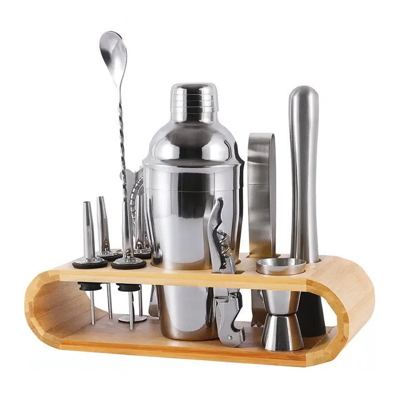 Kit Coqueteleira Profissional Aço Inox Com Suporte 10 Peças