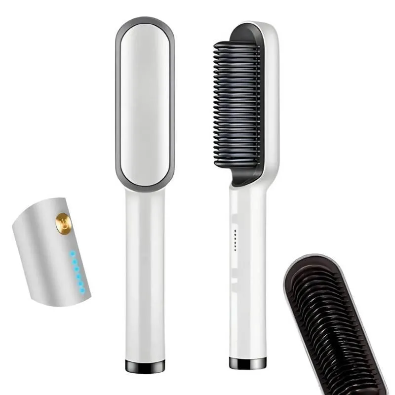 Escova Pente Alisadora Profissional Branco 34w Bivolt