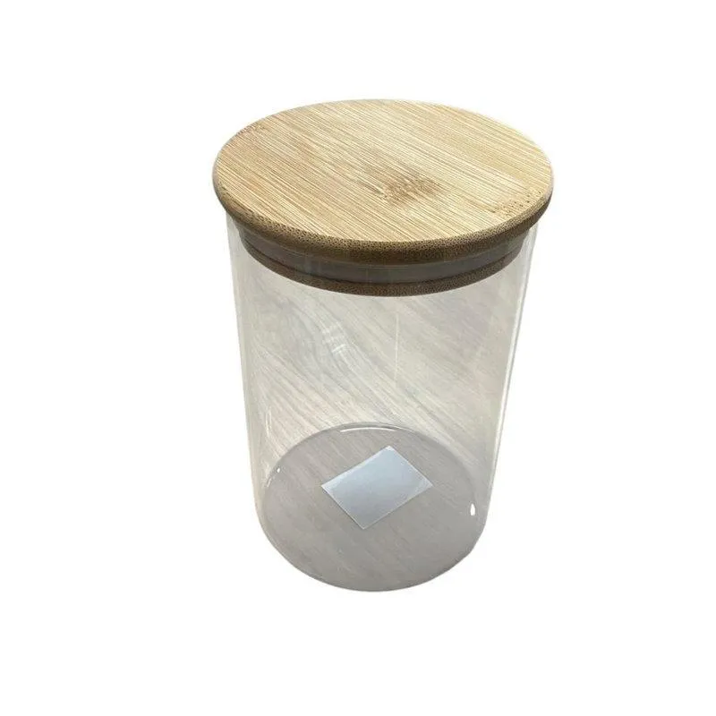 Pote De Vidro 950ml Tampa De Bambu Natural Vedação Eficiente