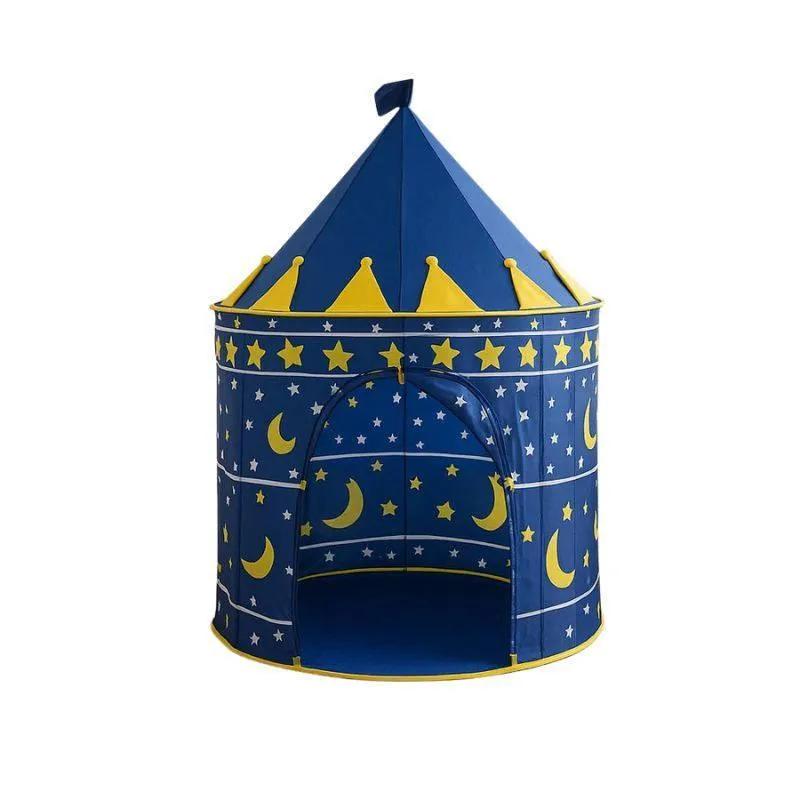 Barraca Infantil Castelo Azul Estrelado Porta Com Fechamento