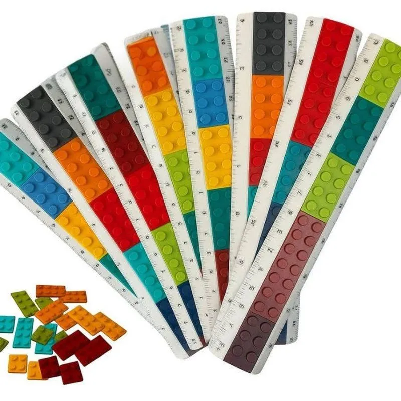 Régua Com Blocos De Montar First Bikes Kit Com 12 Réguas 15cm Com Blocos Coloridos Para Encaixar