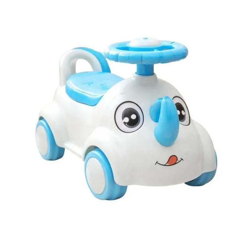 Andador Infantil Rinoceronte Azul Com Assento Confortável E Volante Uniart