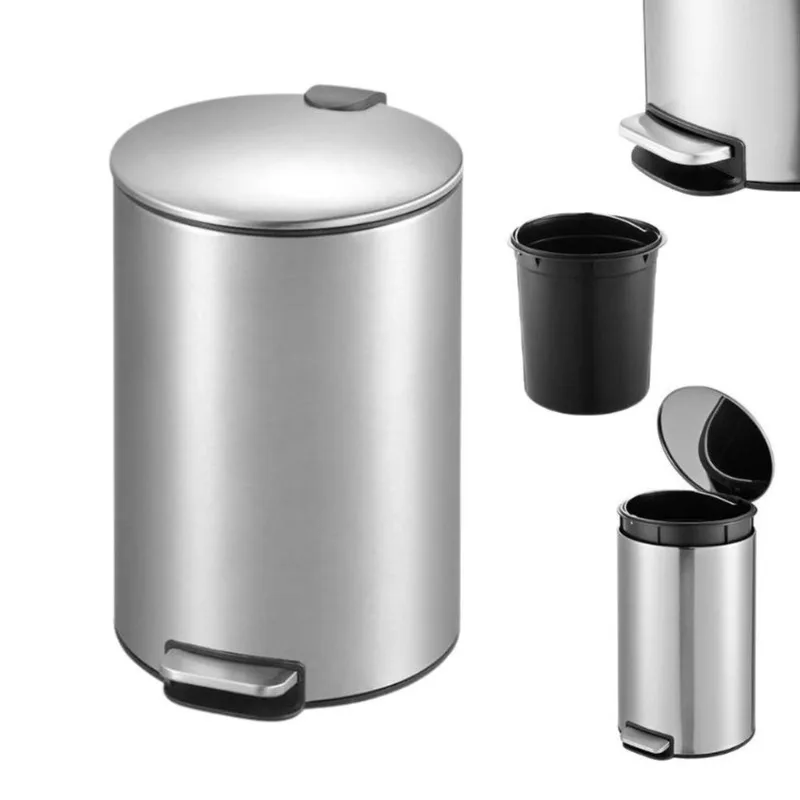 Lixeira em Aço Inox 12 Litros com Pedal e Cesto Removível