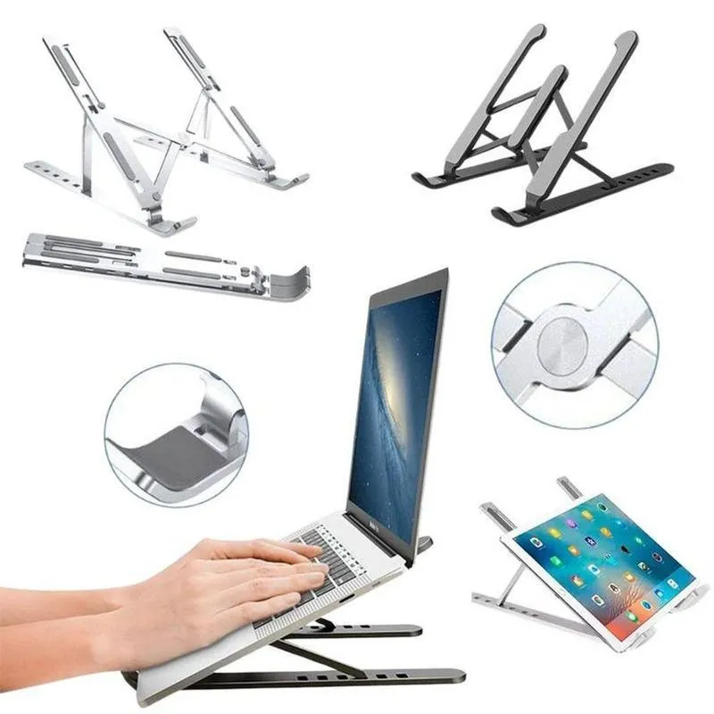 Kit 02 Suporte para Notebook Ajustável Dobrável Ergonômico Portátil Almofadas Antiderrapantes Thor