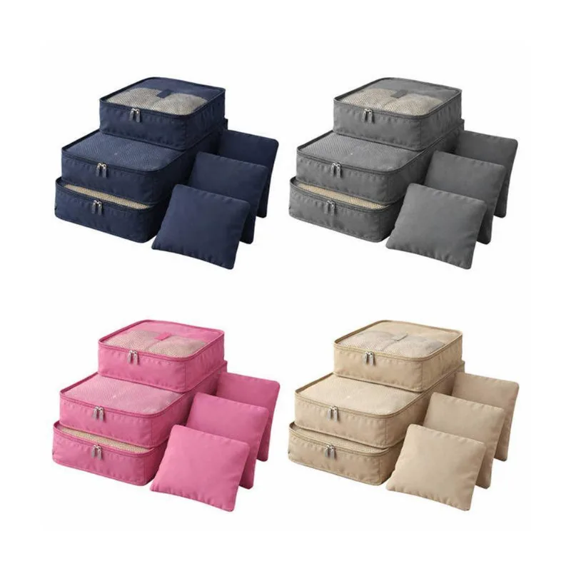 Kit Organizador Para Mala De Viagem 06 Organizadores Tamanhos Variados Material Leve Unico