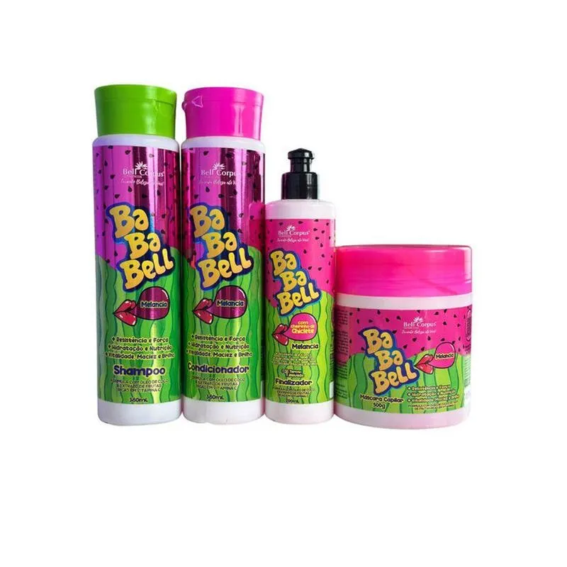 Kit Capilar Bababell Melancia Hidratação Resistência Força Shampoo Condicionador Máscara