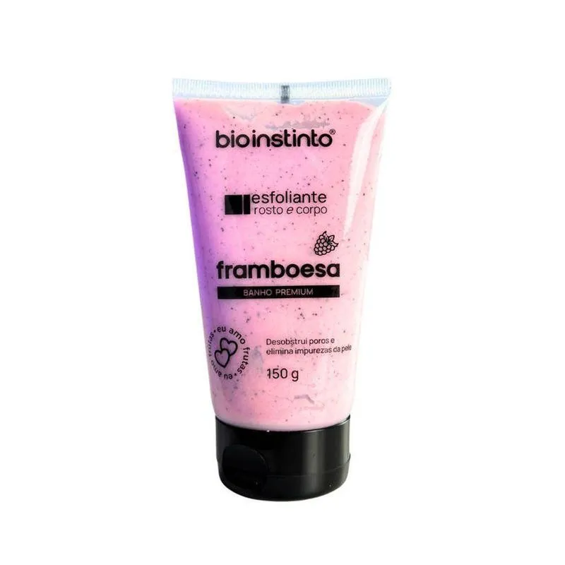 Kit 02 Esfoliante Framboesa Colágeno Limpeza Profunda Pele Suave Corporal Facial Bio Instinto