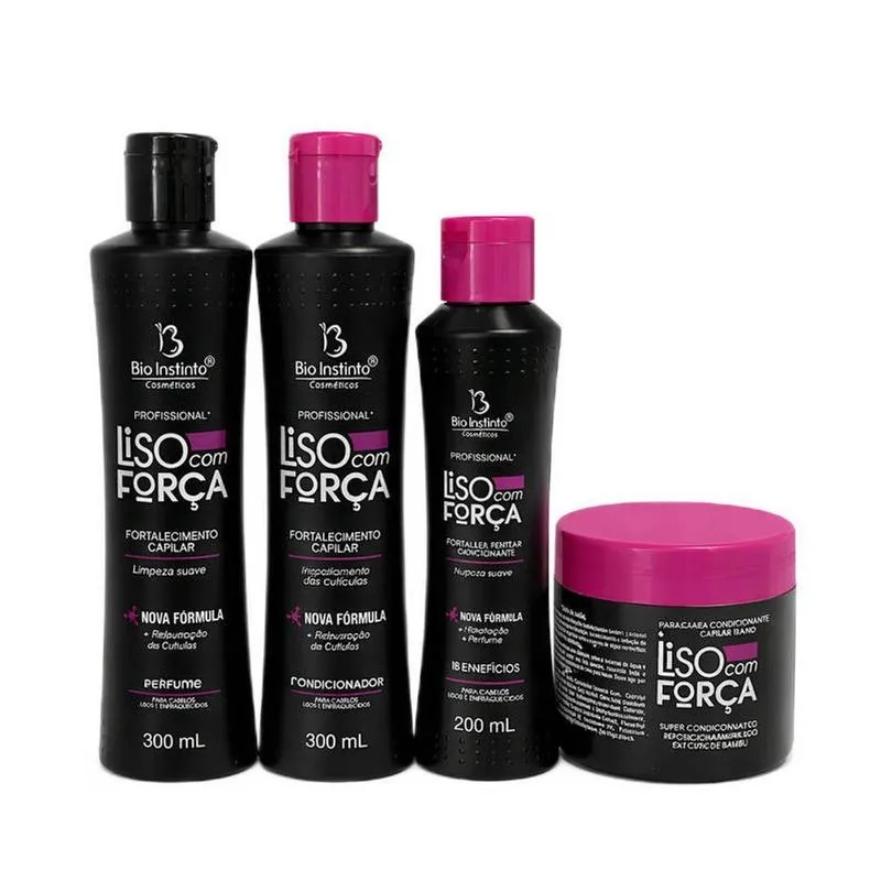 Kit Capilar Liso Com Força Fortalecimento Com Biotina Bio Instinto