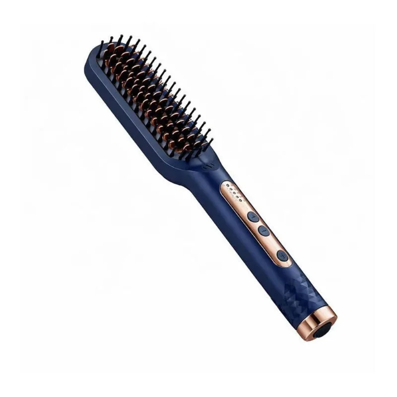 Escova Alisadora Liso Perfeito Tecnologia Anti Frizz Azul Bivolt