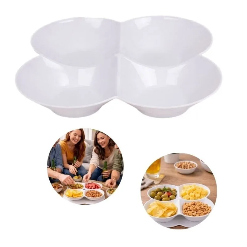Kit 06 Petisqueira 04 Divisões Melamina Petisco Molho Queijo