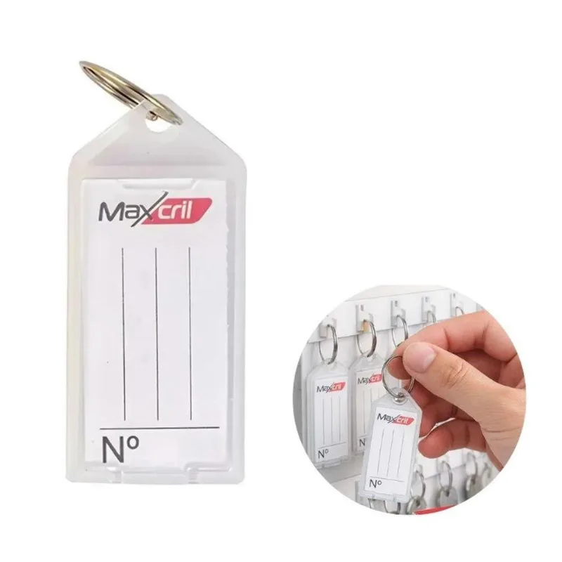Chaveiro Kit 1000 Unidades Com Etiqueta Para Identificação Plástico Metal E Papel Branco Maxcril
