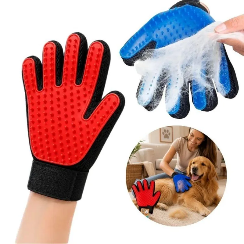 Luva Para Pets Kit 03 Luvas Para Pet Remove Pelos Soltos Massagem Relaxante TPR E Poliéster 03