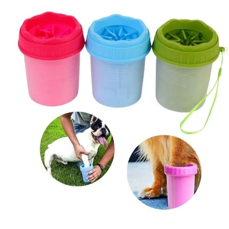 Kit 3 Copo Limpador De Patas Para Pets Cães E Gatos Porte Grande Plástico E Silicone