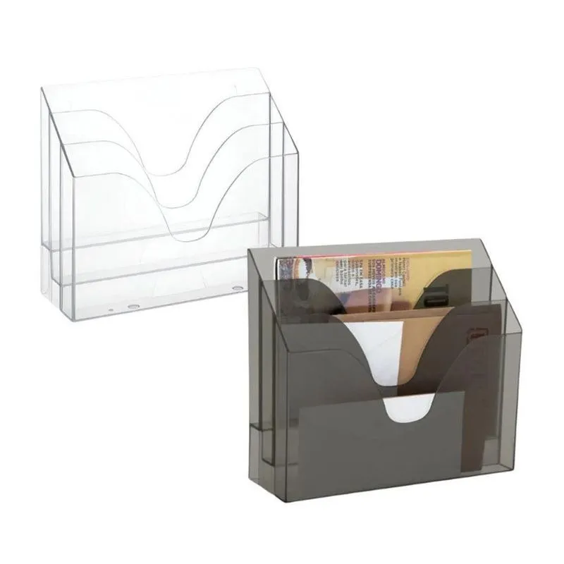 Kit 6 Organizadores Triplo Office 3 Compartimentos Poliestireno PS Para Escritório Transparente