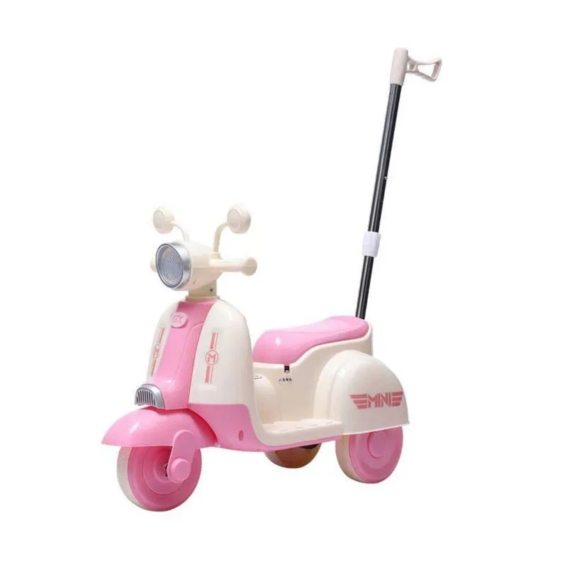 Moto Elétrica Infantil Candy Com Empurrador Led Rosa Unitoys 380w