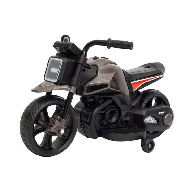 Moto Elétrica Infantil Dark Rider Farol Led Função Frente E Ré Cinza Com Preto