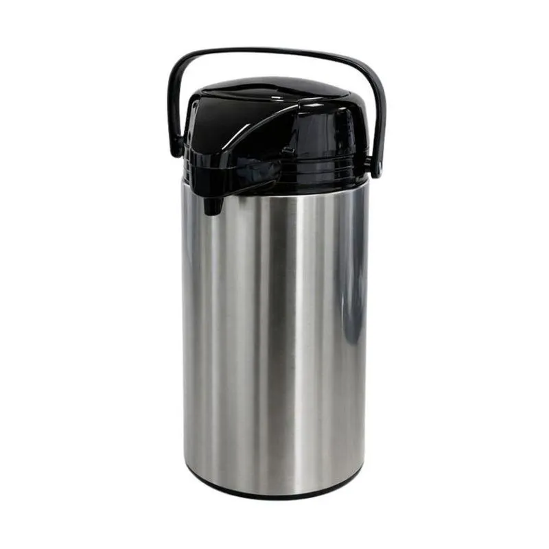 Garrafa Térmica De Café 1,9l Aço Inox Com Ampola De Vidro Design De Pressão Cinza Com Preto Istok
