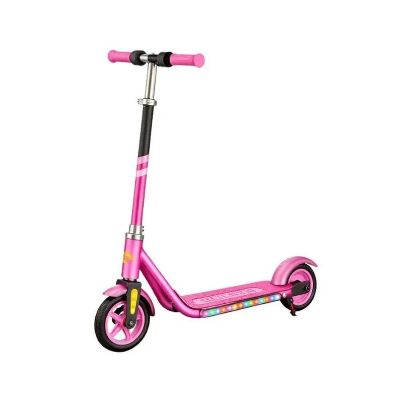 Patinete Elétrico Infantil Com Led E Pé De Apoio Ajustável Rosa Unitoys