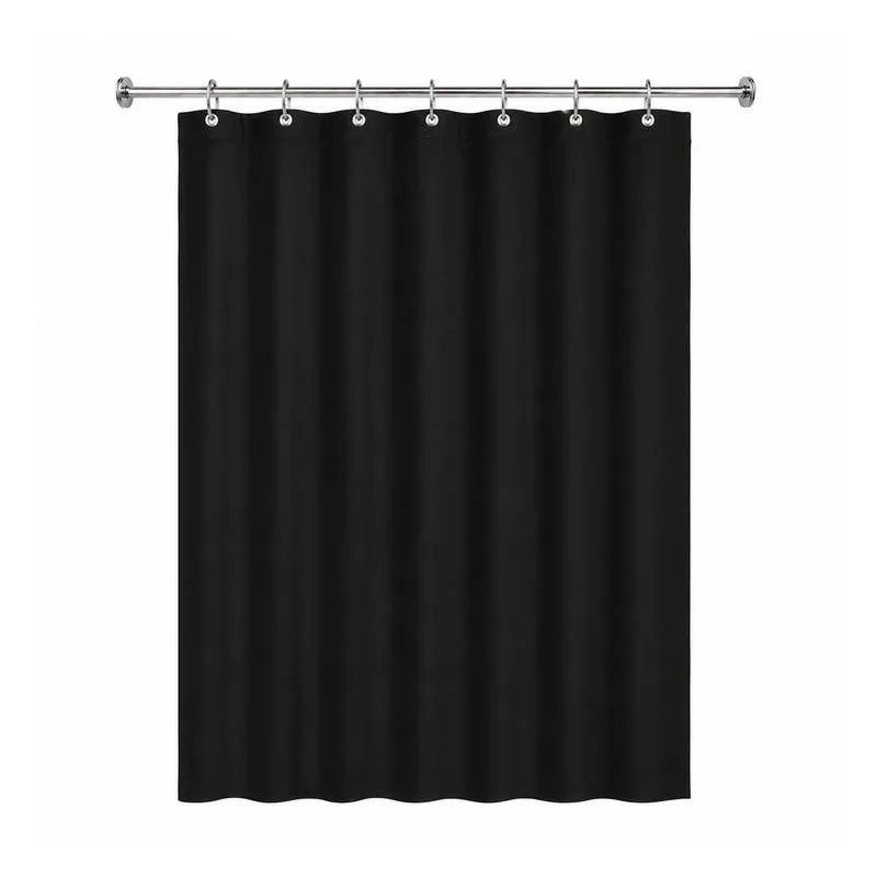 Cortina Box PVC Impermeável Preta para Banheiro com Ganchos