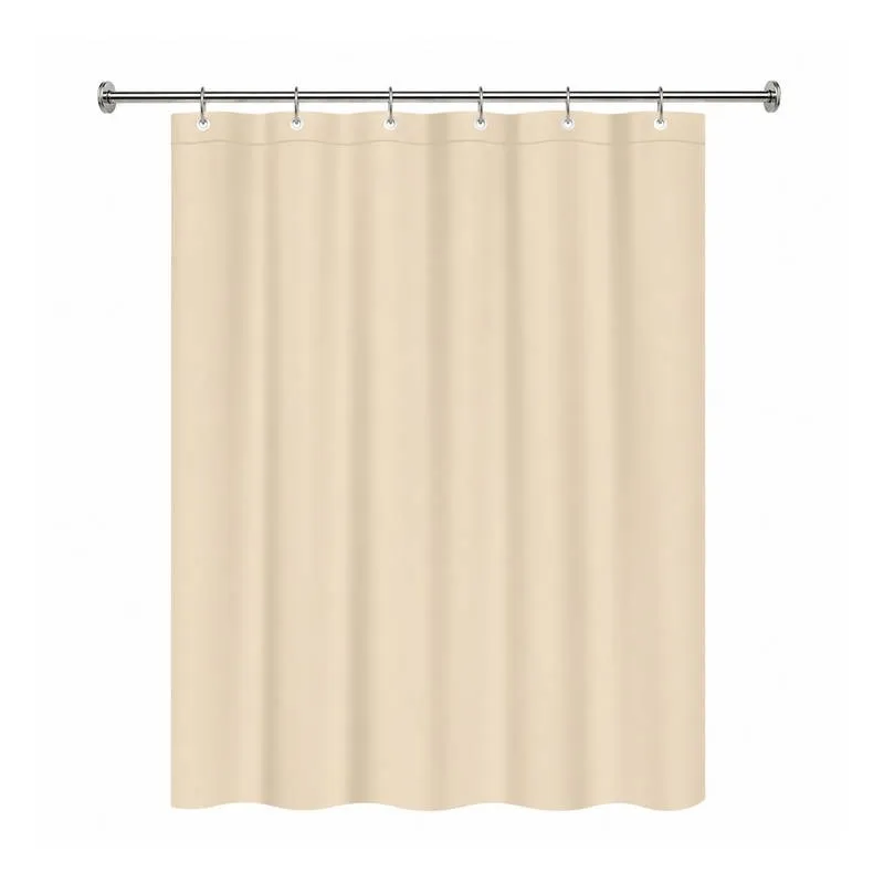 Cortina Box PVC Impermeável Bege para Banheiro com Ganchos
