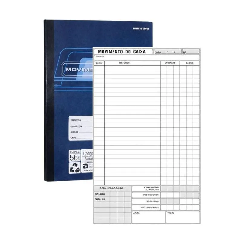 Livro De Controle De Caixa Animativa Kit 03 Capa Dura 100 Folhas