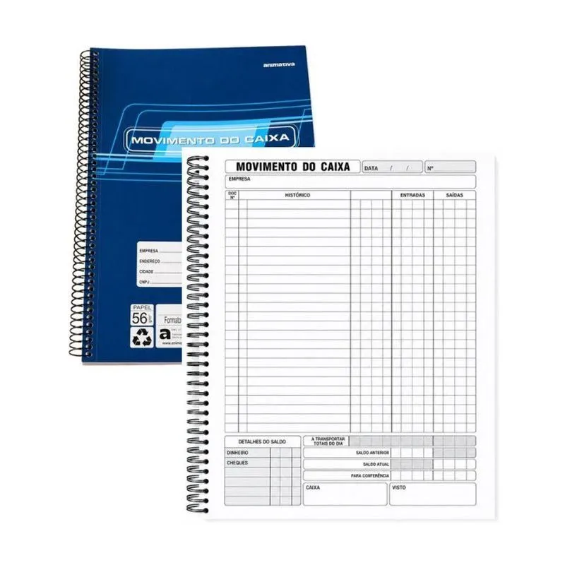 Livro De Controle De Caixa Animativa Espiral 100 Folhas